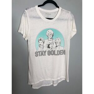 The Golden Girls Graphic T-Shirt Women Large White Stay Golden Retro Burnout Tee